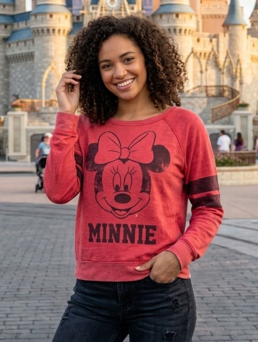 Disney Parks Long Sleeve Minnie Shirt 28 Top 2 Stripe Sleeves Size XL